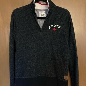Roots Cabin 1/4 Zip Sweatshirt Heathered Black, S